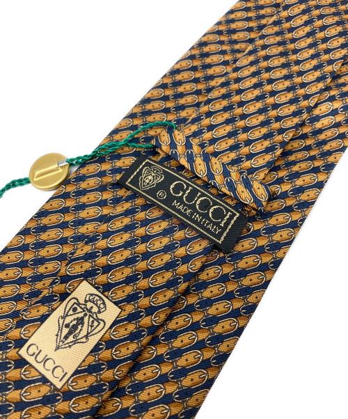 GUCCI（グッチ）GUCCI (グッチ) 総柄ネクタイ ネイビー×ベージュ サイズ:表記無しの古着・服飾アイテム