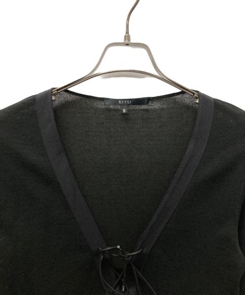 GUCCI（グッチ）GUCCI (グッチ) シルクコットンカーディガン ブラック サイズ:Sの古着・服飾アイテム