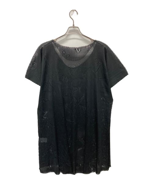 ISSEY MIYAKE（イッセイミヤケ）ISSEY MIYAKE (イッセイミヤケ) A-POC INSIDE レース カットオフ ワンピース ブラック サイズ:2の古着・服飾アイテム