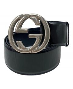 GUCCI ベルト ブラック エナメル調 中古・古着通販】GUCCI (グッチ) Gバックルエナメルレザーベルト