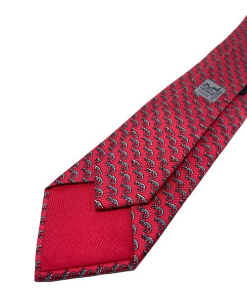 HERMES（エルメス）HERMES (エルメス) カメレオン柄シルクネクタイ ピンク サイズ:-の古着・服飾アイテム