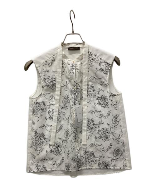 TOMORROW LAND collection（トゥモローランドコレクション）TOMORROW LAND collection (トゥモローランドコレクション) ウォーキングフラワーエンブロイダリー ボウタイブラウス ホワイト サイズ:36 未使用品の古着・服飾アイテム