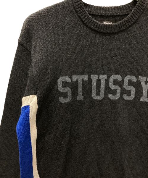 stussy（ステューシー）stussy (ステューシー) Contrast Stripe Crew グレー サイズ:Mの古着・服飾アイテム