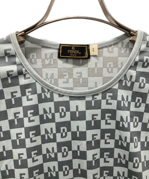 FENDI（フェンディ）FENDI (フェンディ) ロゴプリント総柄Tシャツ スカイブルー サイズ:４４の古着・服飾アイテム