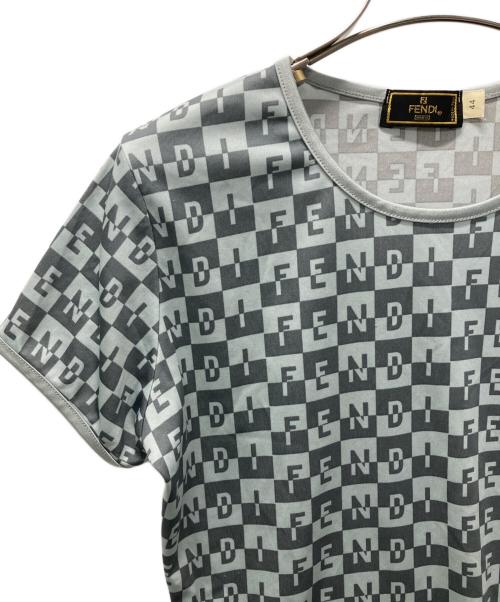 FENDI（フェンディ）FENDI (フェンディ) ロゴプリント総柄Tシャツ スカイブルー サイズ:４４の古着・服飾アイテム