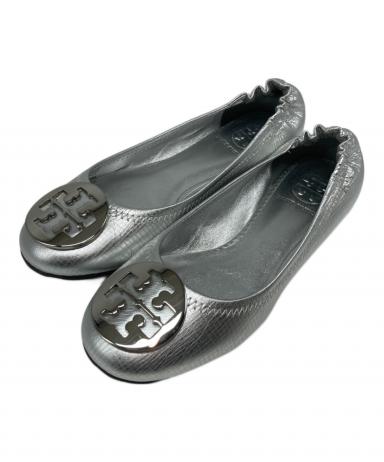 試着のみ正規品　トリーバーチ　バレエシューズ　グレージュ　22 中古・古着通販】TORY BURCH (トリーバーチ) メタリックバレエシューズ