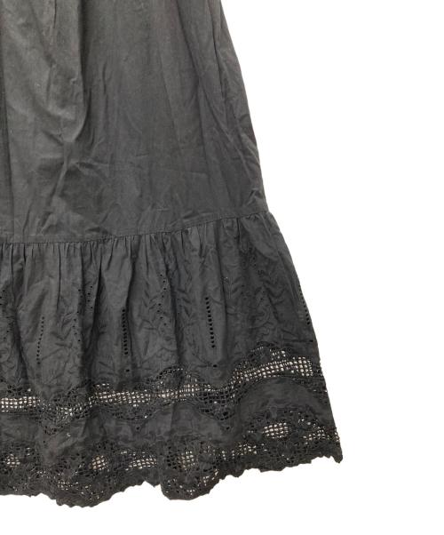 Curensology（カレンソロジー）Curensology (カレンソロジー) シャーリングレースワンピース ロングスカート ブラック サイズ:Fの古着・服飾アイテム