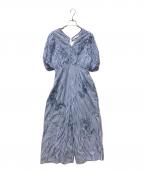 ne quittez pas×Kanako Satoヌキテパ×カナコ サトウ）の古着「Cotton Stripe Ivy Flower Embroidery All In One」｜スカイブルー