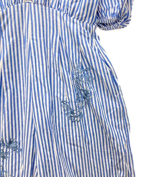 ne quittez pas（ヌキテパ）ne quittez pas (ヌキテパ) Kanako Sato (カナコ サトウ) Cotton Stripe Ivy Flower Embroidery All In One スカイブルー サイズ:Sの古着・服飾アイテム