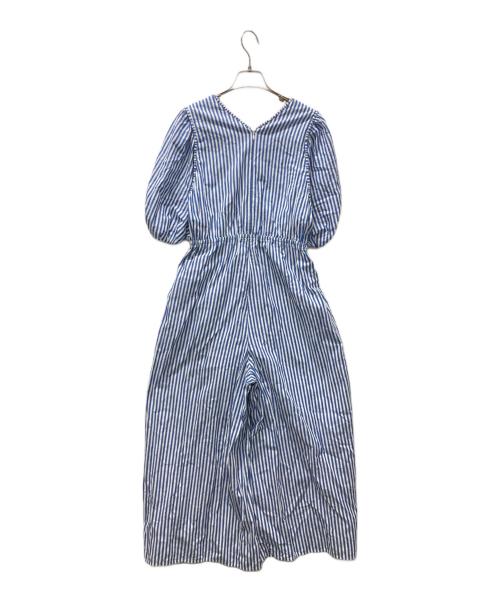 ne quittez pas（ヌキテパ）ne quittez pas (ヌキテパ) Kanako Sato (カナコ サトウ) Cotton Stripe Ivy Flower Embroidery All In One スカイブルー サイズ:Sの古着・服飾アイテム