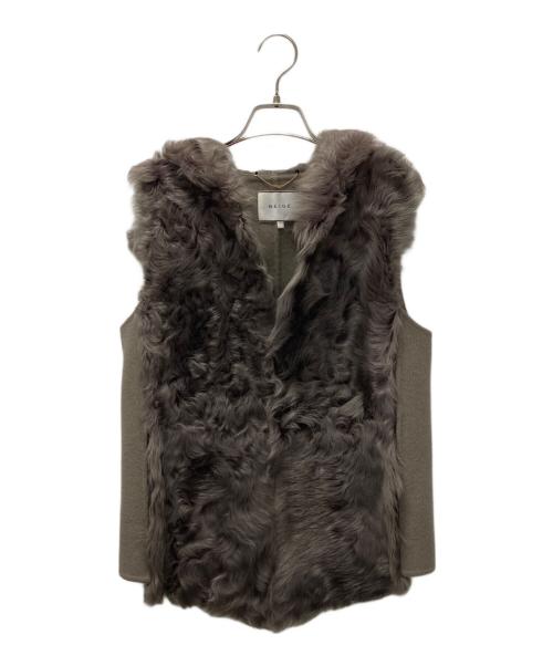 BEIGE（ベイジ）BEIGE (ベイジ) ラムレザーファーベスト グレー サイズ:4の古着・服飾アイテム
