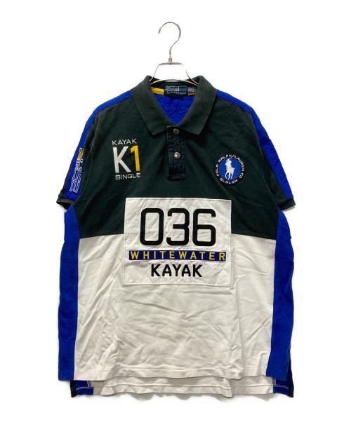 POLO RALPH LAUREN（ポロ・ラルフローレン）POLO RALPH LAUREN (ポロ・ラルフローレン) ポロシャツ ブラック×ホワイト サイズ:XLの古着・服飾アイテム