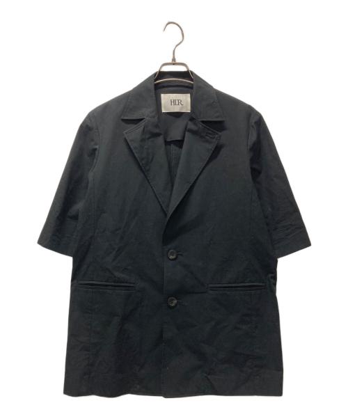 HER.（ハー）HER. (ハー) ハーフスリーブテーラードジャケット ブラック サイズ:Fの古着・服飾アイテム