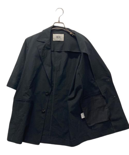 HER.（ハー）HER. (ハー) ハーフスリーブテーラードジャケット ブラック サイズ:Fの古着・服飾アイテム