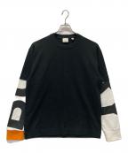 BURBERRYバーバリー）の古着「レイヤードアームロゴプリントスウェット」｜ブラック