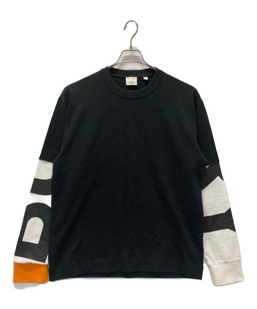 BURBERRY（バーバリー）BURBERRY (バーバリー) レイヤードアームロゴプリントスウェット ブラック サイズ:Mの古着・服飾アイテム