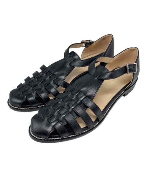 STEVEN ALAN（スティーブンアラン）STEVEN ALAN (スティーブンアラン) レザーメッシュグルカサンダル ブラック サイズ:38の古着・服飾アイテム