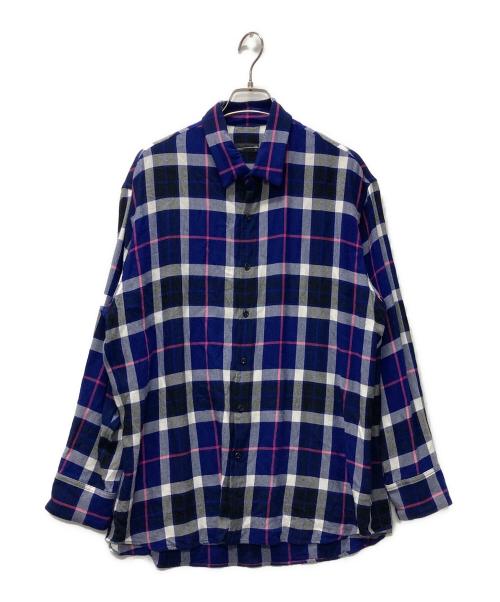 LAD MUSICIAN（ラッドミュージシャン）LAD MUSICIAN (ラッドミュージシャン) レーヨンチェックシャツ ブルー サイズ:44の古着・服飾アイテム