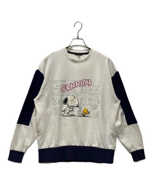 CASTELBAJAC（カステルバジャック）CASTELBAJAC (カステルバジャック) PEANUTS (ピーナッツ) スヌーピートレーナー ホワイト×ネイビー サイズ:XLの古着・服飾アイテム