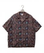 bunai×JOURNAL STANDARD relumeブナイ×ジャーナルスタンダード レリューム）の古着「別注 カラマカリ プリント オープンカラー 半袖シャツ」｜ブラック×ブラウン