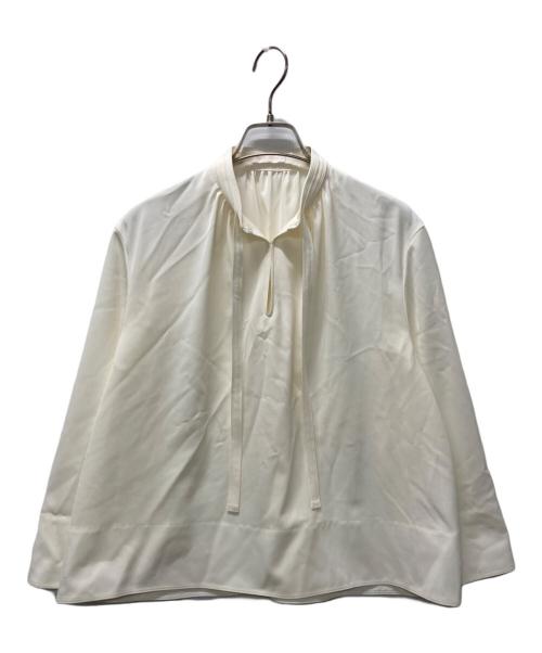 BALLSEY（ボールジィ）BALLSEY (ボールジィ) 2-wayストレッチ タイ付きスタンドカラーブラウス アイボリー サイズ:38の古着・服飾アイテム