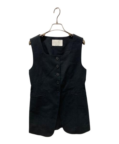 BALLSEY（ボールジィ）BALLSEY (ボールジィ) ラメミックスストレッチ スクエアネックジレ ブラック サイズ:36の古着・服飾アイテム