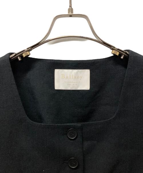 BALLSEY（ボールジィ）BALLSEY (ボールジィ) ラメミックスストレッチ スクエアネックジレ ブラック サイズ:36の古着・服飾アイテム