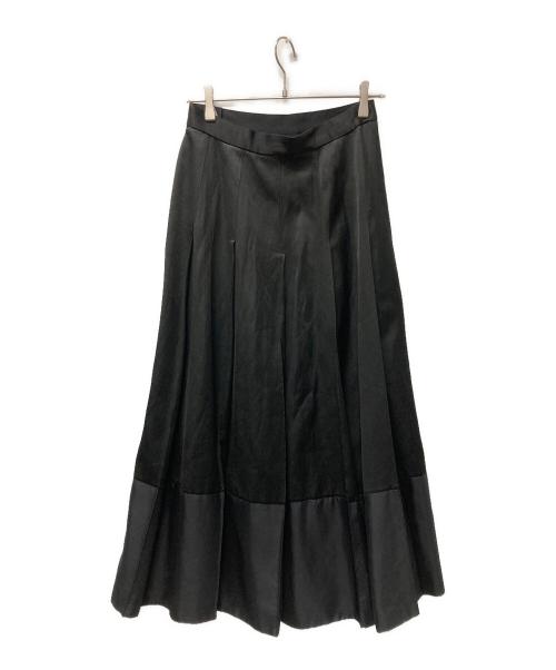 ebure（エブール）ebure (エブール) シルク切替リネン混ロングスカート ブラック サイズ:38の古着・服飾アイテム