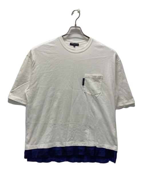 COMME des GARCONS HOMME（コムデギャルソン オム）COMME des GARCONS HOMME (コムデギャルソン オム) 裾チェック レイヤードTシャツ ホワイト サイズ:Lの古着・服飾アイテム