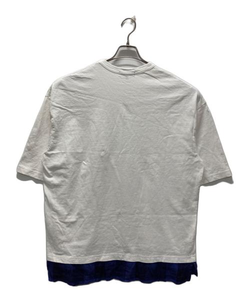 COMME des GARCONS HOMME（コムデギャルソン オム）COMME des GARCONS HOMME (コムデギャルソン オム) 裾チェック レイヤードTシャツ ホワイト サイズ:Lの古着・服飾アイテム