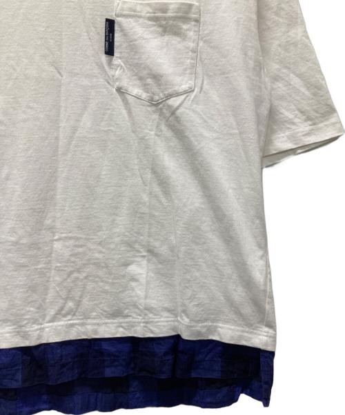 COMME des GARCONS HOMME（コムデギャルソン オム）COMME des GARCONS HOMME (コムデギャルソン オム) 裾チェック レイヤードTシャツ ホワイト サイズ:Lの古着・服飾アイテム