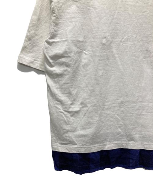 COMME des GARCONS HOMME（コムデギャルソン オム）COMME des GARCONS HOMME (コムデギャルソン オム) 裾チェック レイヤードTシャツ ホワイト サイズ:Lの古着・服飾アイテム
