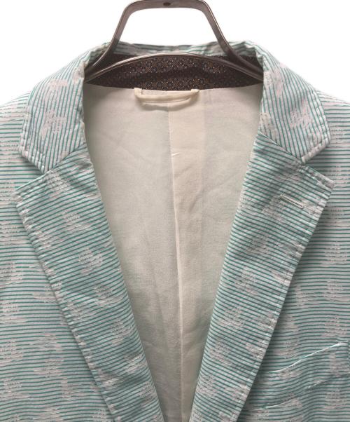 ETRO（エトロ）ETRO (エトロ) コットンシルクテーラードジャケット ライトグリーン×ホワイト サイズ:サイズ表記無しの古着・服飾アイテム