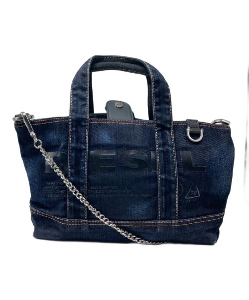 DIESEL（ディーゼル）DIESEL (ディーゼル) ロゴデニム チェーン2WAYリバーシブルショルダーバッグ インディゴの古着・服飾アイテム