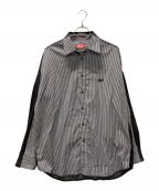 DIESELディーゼル）の古着「S-WARH-STRIPE/デニム切替ストライプシャツ」｜グレー