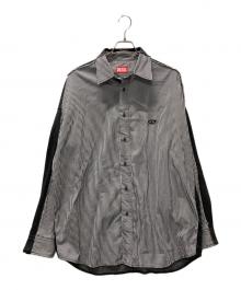 DIESEL（ディーゼル）の古着「S-WARH-STRIPE/デニム切替ストライプシャツ」｜グレー