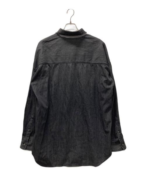 DIESEL（ディーゼル）DIESEL (ディーゼル) S-WARH-STRIPE/デニム切替ストライプシャツ グレー サイズ:50の古着・服飾アイテム