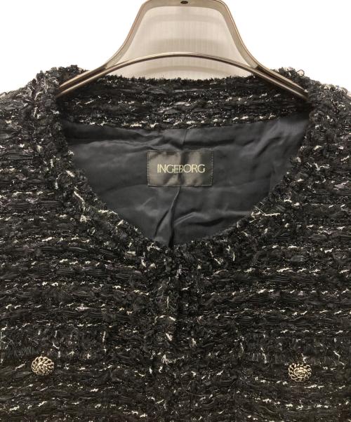 INGEBORG（インゲボルグ）INGEBORG (インゲボルグ) ファンシー ツイード セットアップ ブラック サイズ:4(11号)の古着・服飾アイテム