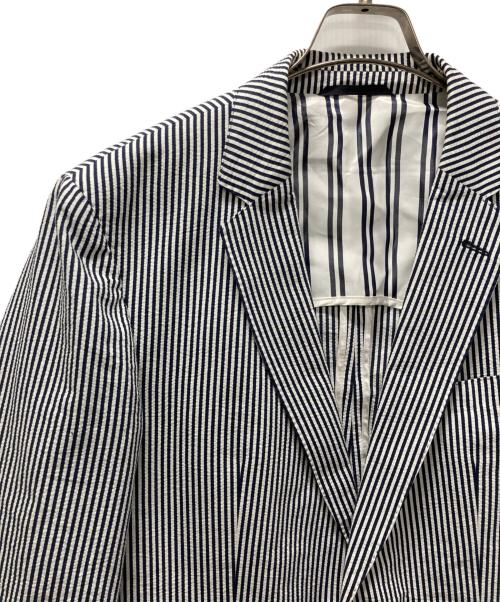 HUGO BOSS（ヒューゴ ボス）HUGO BOSS (ヒューゴ ボス) シアサッカーテーラードジャケット ネイビー サイズ:UK52Aの古着・服飾アイテム