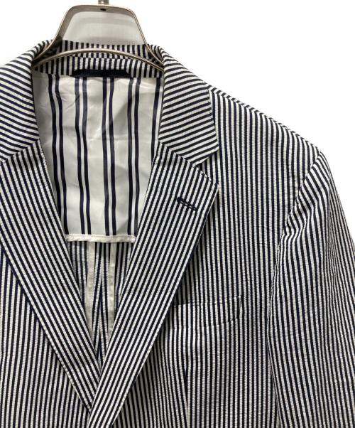 HUGO BOSS（ヒューゴ ボス）HUGO BOSS (ヒューゴ ボス) シアサッカーテーラードジャケット ネイビー サイズ:UK52Aの古着・服飾アイテム