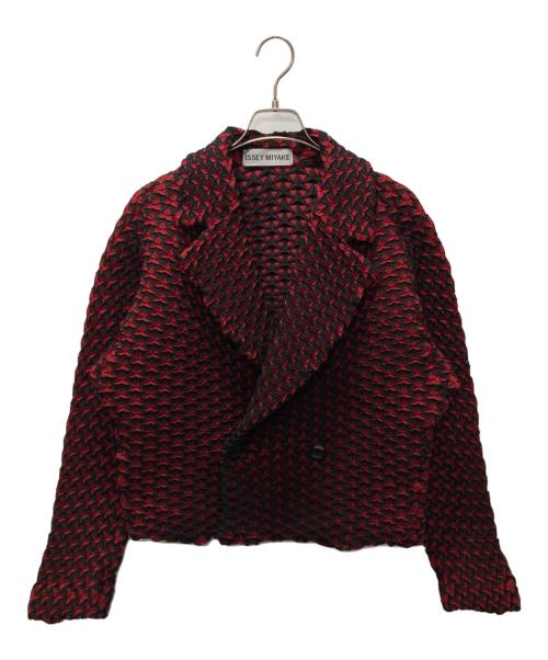 ISSEY MIYAKE（イッセイミヤケ）ISSEY MIYAKE (イッセイミヤケ) 3Dスチームストレッチ 変形テーラードジャケット レッド サイズ:3の古着・服飾アイテム