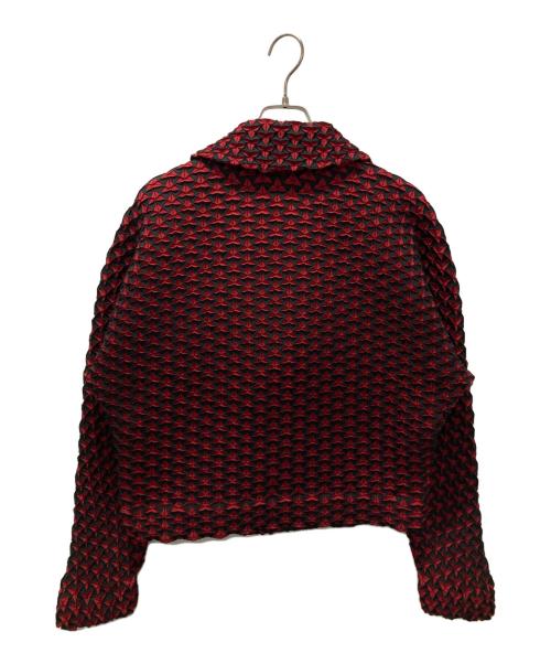 ISSEY MIYAKE（イッセイミヤケ）ISSEY MIYAKE (イッセイミヤケ) 3Dスチームストレッチ 変形テーラードジャケット レッド サイズ:3の古着・服飾アイテム