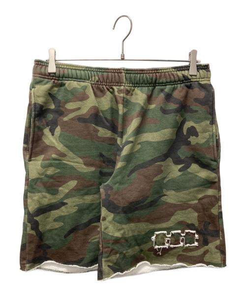 TTT MSW（ティー）TTT MSW (ティー) カモ柄スウェットハーフパンツ オリーブ サイズ:Sの古着・服飾アイテム