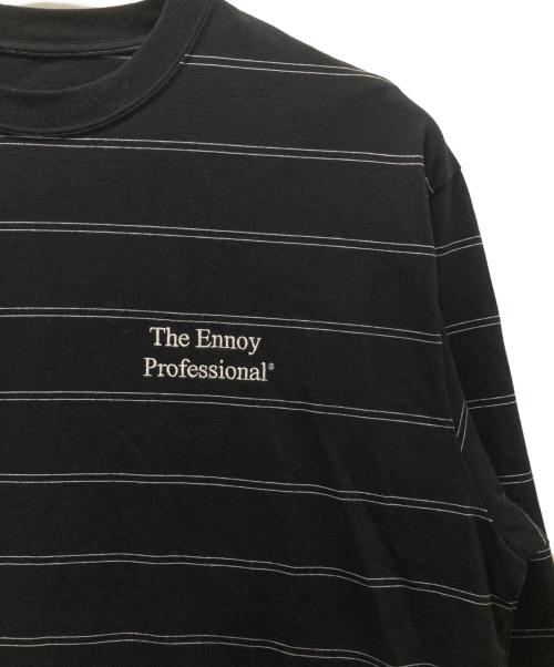The Ennoy Professional（ザ エンノイ プロフェッショナル）THE ENNOY PROFESSIONAL (ザ エンノイ プロフェッショナル) ロゴ刺繍ボーダーカットソー ブラック サイズ:Mの古着・服飾アイテム