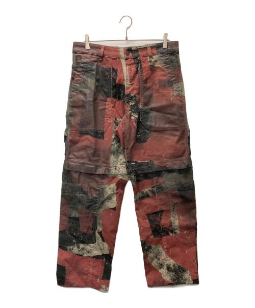 DIESEL（ディーゼル）DIESEL (ディーゼル) D-MULTY JOGG グラフィック ペイント デチャッタブル カーゴパンツ レッド サイズ:W32の古着・服飾アイテム