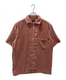 Needles（ニードルズ）の古着「Italian Collar S/S Shirt-PE/R Velvet/イタリアンカラー ベルベットシャツ」｜ピンク