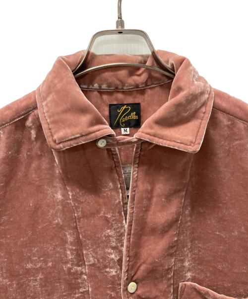 Needles（ニードルズ）Needles (ニードルズ) Italian Collar S/S Shirt-PE/R Velvet/イタリアンカラー ベルベットシャツ ピンク サイズ:Mの古着・服飾アイテム