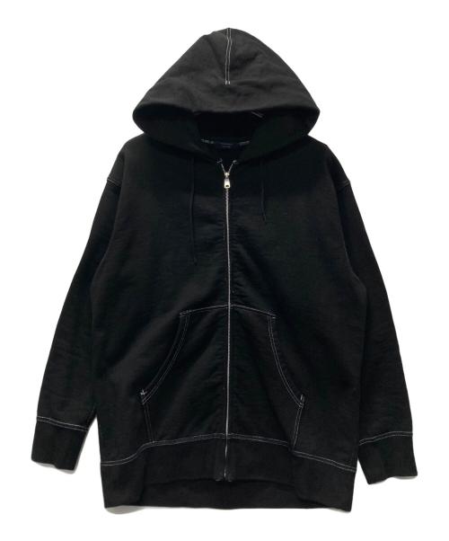COMME des GARCONS HOMME（コムデギャルソン オム）COMME des GARCONS HOMME (コムデギャルソン オム) 綿裏毛製品染めジップパーカー ブラック サイズ:Sの古着・服飾アイテム