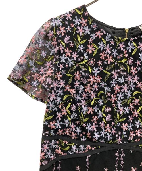 Rose Tiara（ローズティアラ）Rose Tiara (ローズティアラ) チュールフラワークロスリボンワンピース ブラック サイズ:46の古着・服飾アイテム
