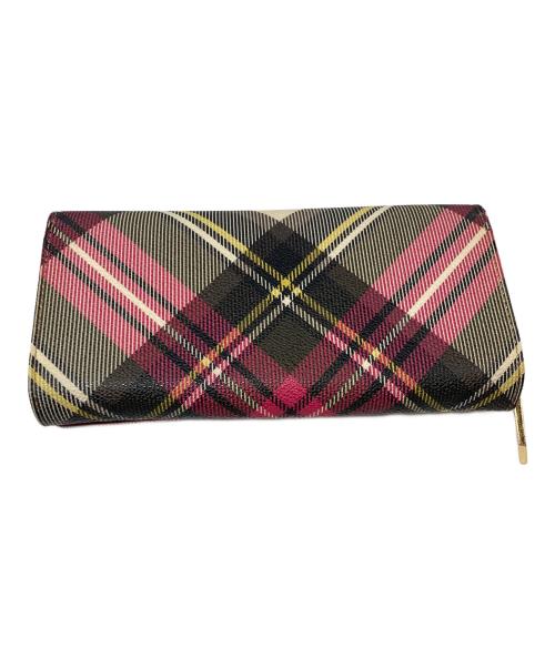Vivienne Westwood（ヴィヴィアンウエストウッド）Vivienne Westwood (ヴィヴィアンウエストウッド) タータンチェック柄長財布 ピンク×アイボリーの古着・服飾アイテム
